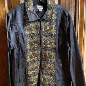 Denim Jacket with Sequin Trim